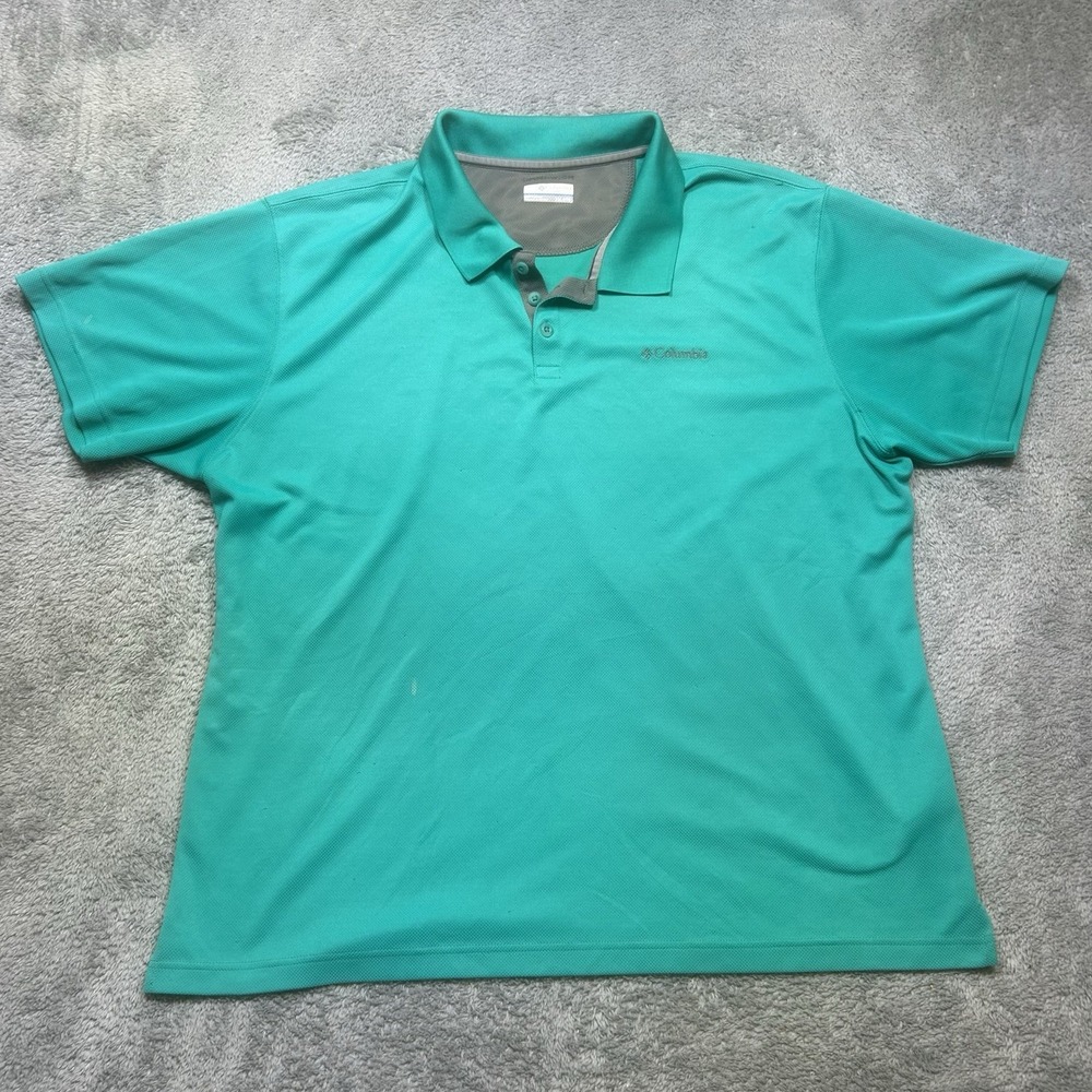 Columbia Utilizer Polo Shirt‎ Men's 2XL Green Short Sleeve Omni-Wick *PULLS